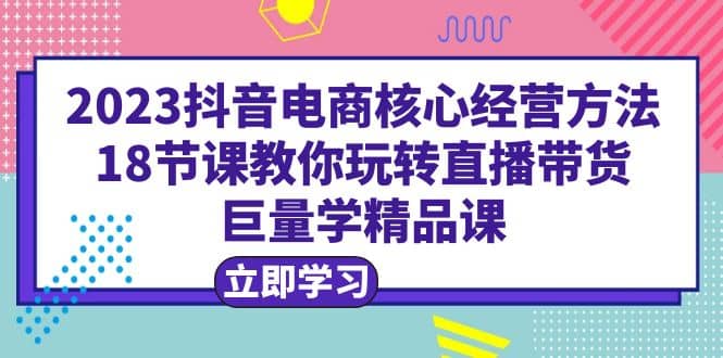 2023抖音电商核心经营方法：18节课教你玩转直播带货，巨量学精品课_网创掘金
