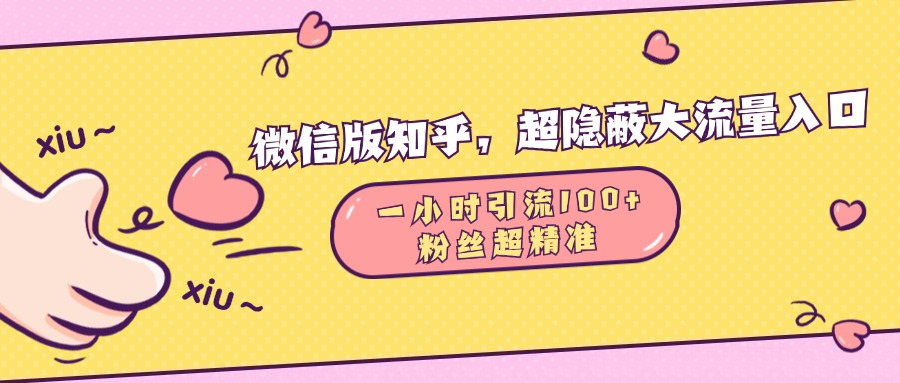 微信版知乎，超隐蔽流量入口，一小时引流100人，粉丝质量超高_网创掘金