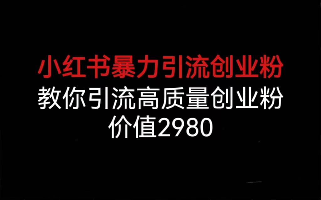 小红书暴力引流创业粉，教你引流高质量创业粉，价值2980_网创掘金