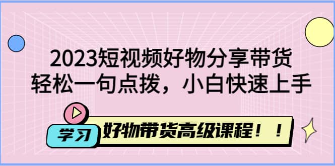 2023短视频好物分享带货，好物带货高级课程，轻松一句点拨，小白快速上手_网创掘金