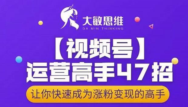 大敏思维-视频号运营高手47招，让你快速成为涨粉变现高手_网创掘金