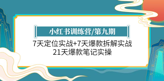 小红书训练营/第九期：7天定位实战+7天爆款拆解实战，21天爆款笔记实操_网创掘金