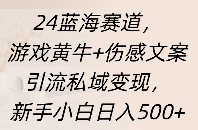24蓝海赛道，游戏黄牛+伤感文案引流私域变现，新手日入500+_网创掘金