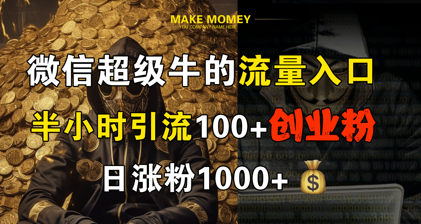 微信超级牛的流量入口，半小时引流100+创业粉，日涨粉1000+_网创掘金