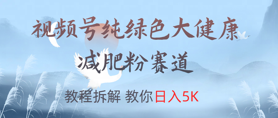 视频号纯绿色大健康粉赛道，教程拆解，教你日入5K_网创掘金