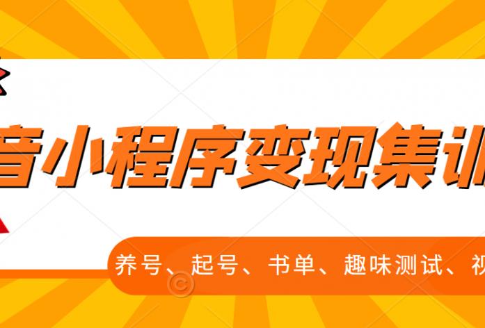 抖音小程序变现集训课，养号、起号、书单、趣味测试、视频剪辑，全套流程_网创掘金