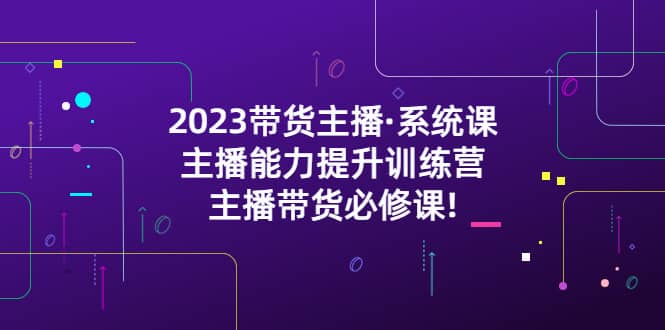 2023带货主播·系统课，主播能力提升训练营，主播带货必修课_网创掘金