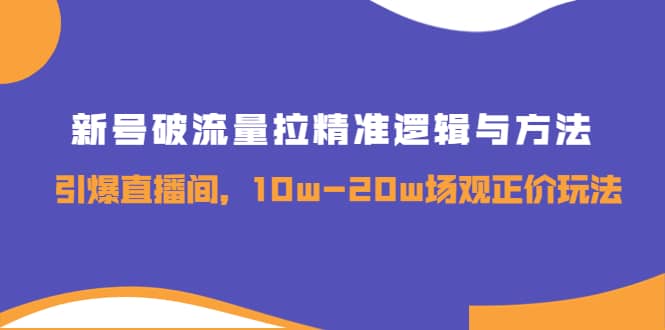 新号破流量拉精准逻辑与方法，引爆直播间，10w-20w场观正价玩法_网创掘金