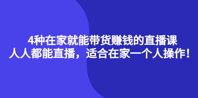4种在家就能带货赚钱的直播课，人人都能直播，适合在家一个人操作！_网创掘金