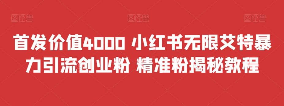 首发价值4000 小红书无限艾特暴力引流创业粉 精准粉揭秘教程_网创掘金