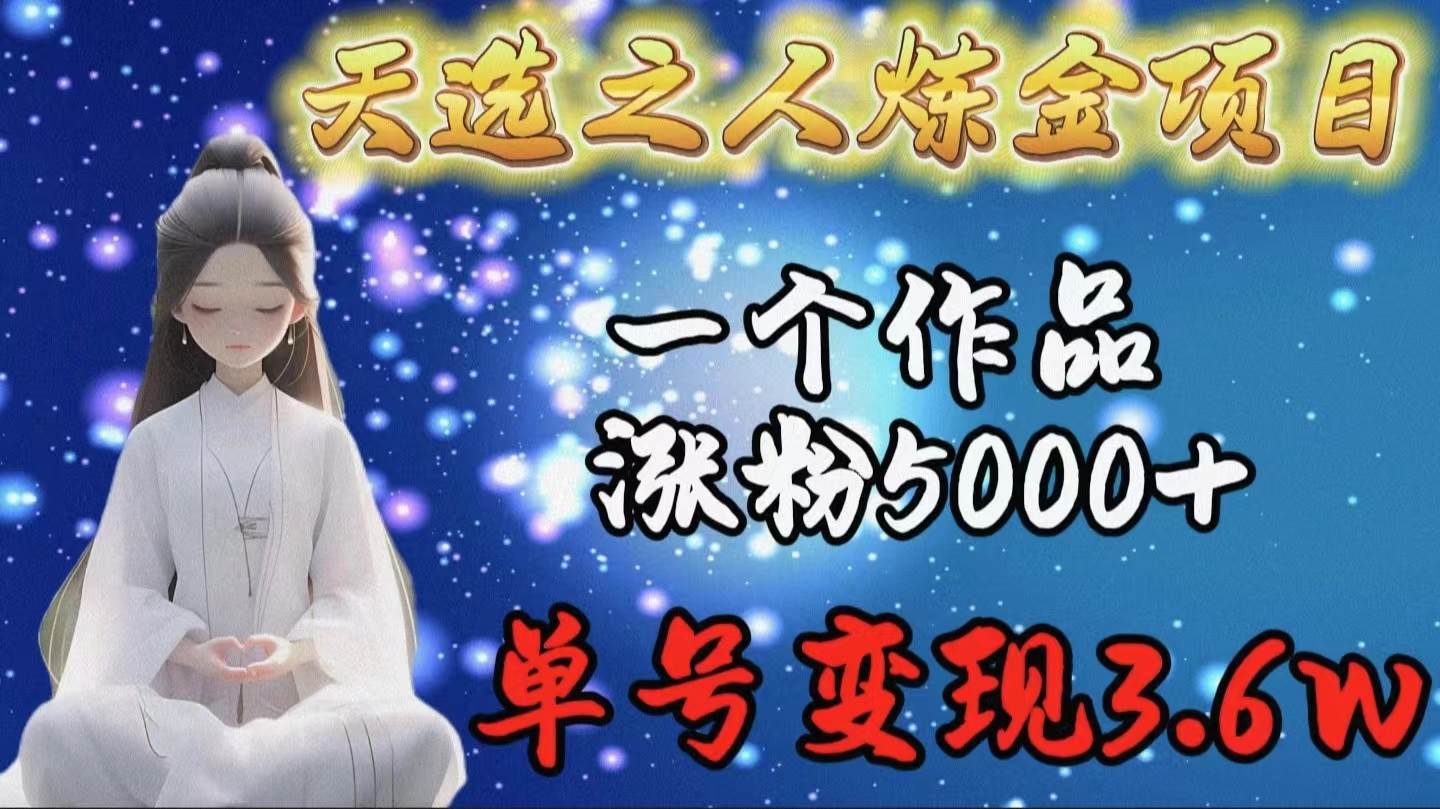 天选之人炼金项目，一个作品涨粉5000+，单号变现3.6w_网创掘金