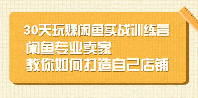 30天玩赚闲鱼实战训练营，闲鱼专业卖家教你如何打造自己店铺_网创掘金