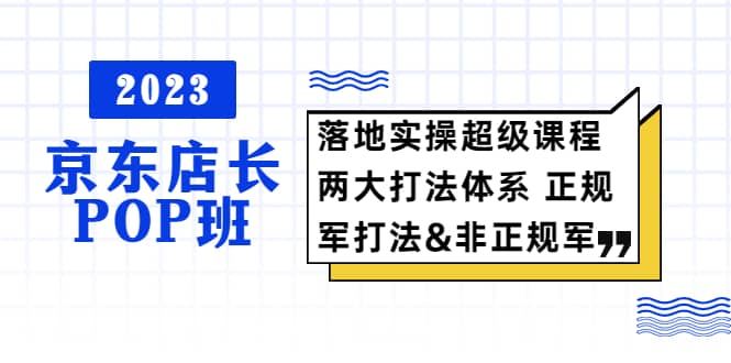 2023京东店长·POP班 落地实操超级课程 两大打法体系 正规军&非正规军_网创掘金