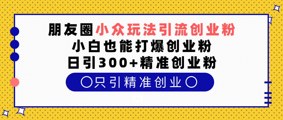 朋友圈小众玩法引流创业粉，小白也能打爆创业粉，日引300+精准创业粉_网创掘金