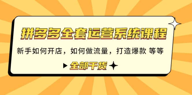 拼多多全套运营系统课程：新手如何开店 如何做流量 打造爆款 等等 全部干货_网创掘金