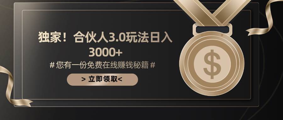 游戏合伙人3.0，日入3000+，无限扩大的蓝海项目_网创掘金