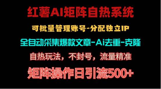 红薯矩阵自热系统，独家不死号引流玩法！矩阵操作日引流500+_网创掘金