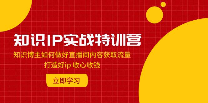 知识IP实战特训营：知识博主如何做好直播间内容获取流量 打造好ip 收心收钱_网创掘金