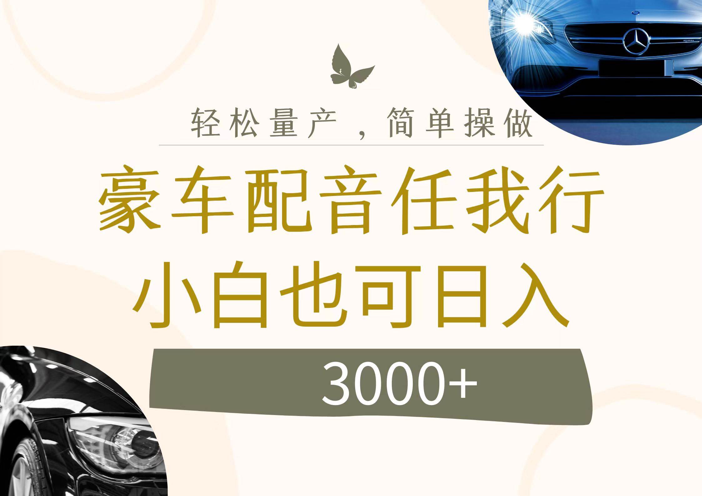 不为人知的暴力小项目，豪车配音，日入3000+_网创掘金