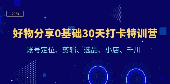 好物分享0基础30天打卡特训营：账号定位、剪辑、选品、小店、千川_网创掘金