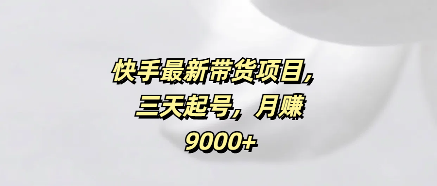 快手最新带货项目，三天起号，月赚9000+_网创掘金