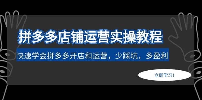 拼多多店铺运营实操教程：快速学会拼多多开店和运营，少踩坑，多盈利_网创掘金