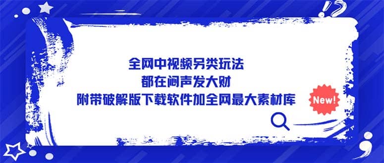 全网中视频另类玩法，都在闷声发大财，附带下载软件加全网最大素材库_网创掘金