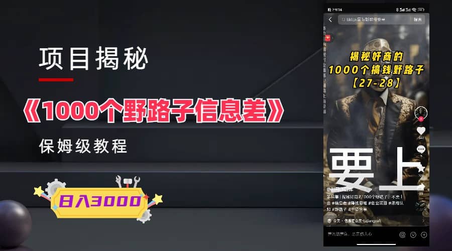 1000个野路子信息差保姆式教程-单日变现3000+的玩法解密_网创掘金