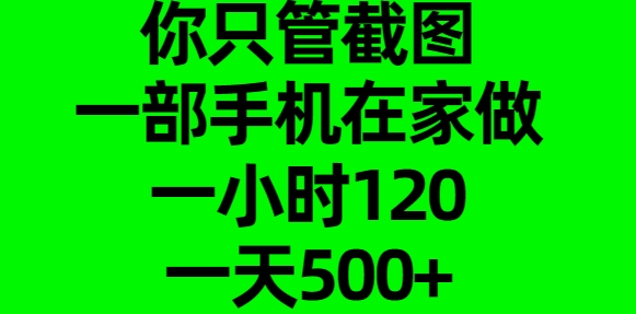 你只管截图，一部手机在家做，一小时120，一天500+_网创掘金