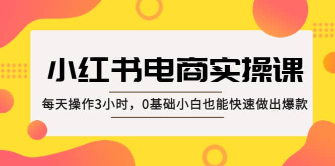 小红书·电商实操课：每天操作3小时，0基础小白也能快速做出爆款_网创掘金
