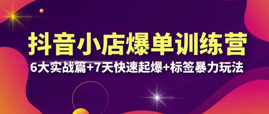 抖音小店爆单训练营VIP线下课：6大实战篇+7天快速起爆+标签暴力玩法(32节)_网创掘金