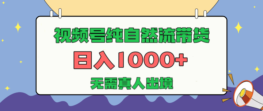 视频号纯自然流带货，日入1000+，无需真人出境，新手小白也可操作_网创掘金