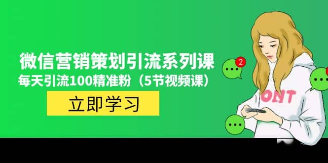 价值百万的微信营销策划引流系列课（5节视频课）_网创掘金