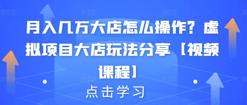 月入几万大店怎么操作？虚拟项目大店玩法分享【视频课程】_网创掘金