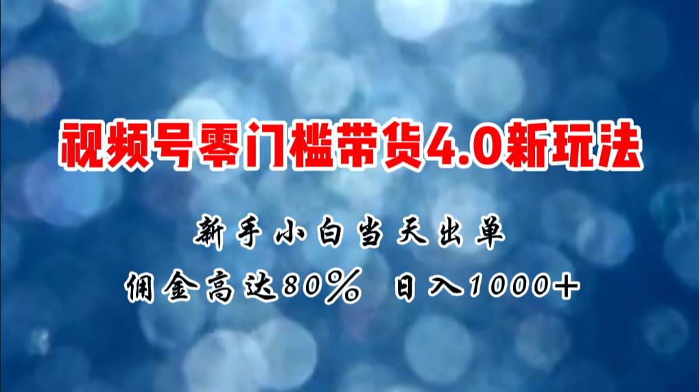 微信视频号零门槛带货4.0新玩法，新手小白当天见收益，日入1000+_网创掘金