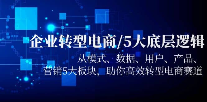 企业转型电商/5大底层逻辑，从模式 数据 用户 产品 营销5大板块，高效转型_网创掘金