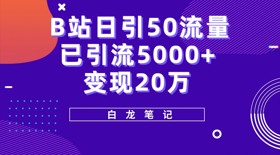 B站日引50+流量，实战已引流5000+变现20万，超级实操课程_网创掘金