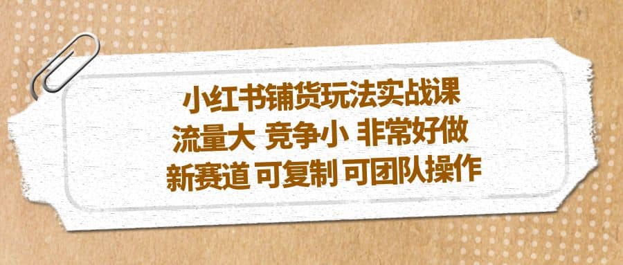 小红书铺货玩法实战课，流量大 竞争小 非常好做 新赛道 可复制 可团队操作_网创掘金