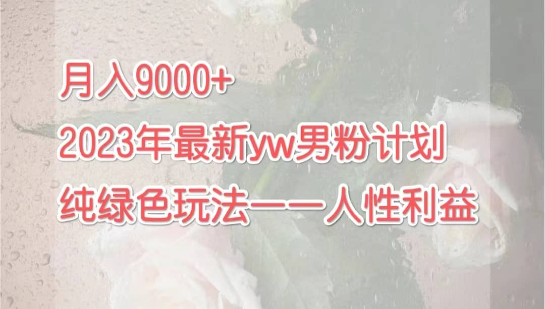 月入9000+2023年9月最新yw男粉计划绿色玩法——人性之利益_网创掘金