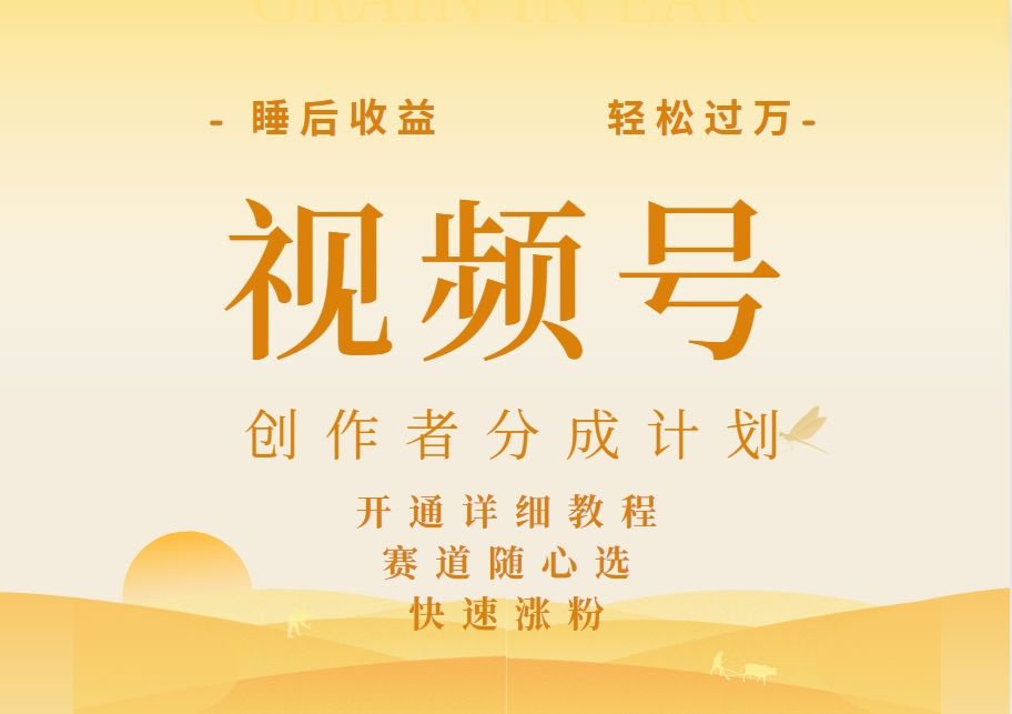 详解视频号创作者分成计划，暴力起号，可同步多平台，实现睡后收入2W+，看懂即可操作！_网创掘金