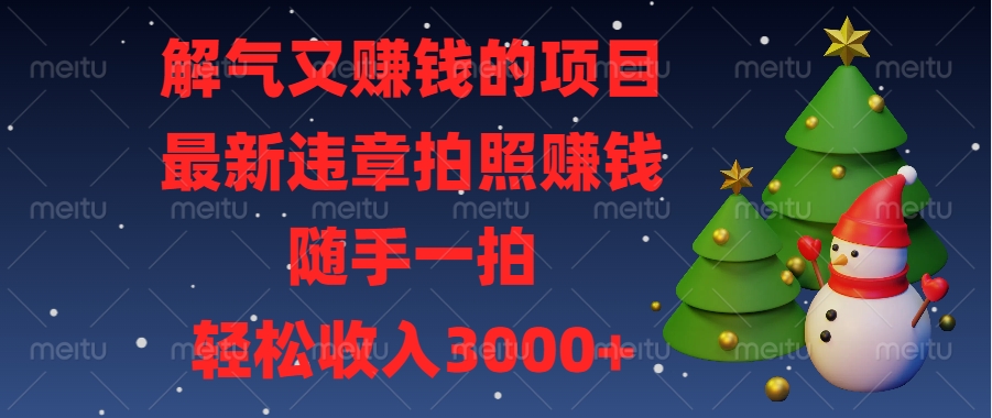 解气又赚钱的项目，最新违章拍照赚钱，随手一拍，轻松收入3000+_网创掘金