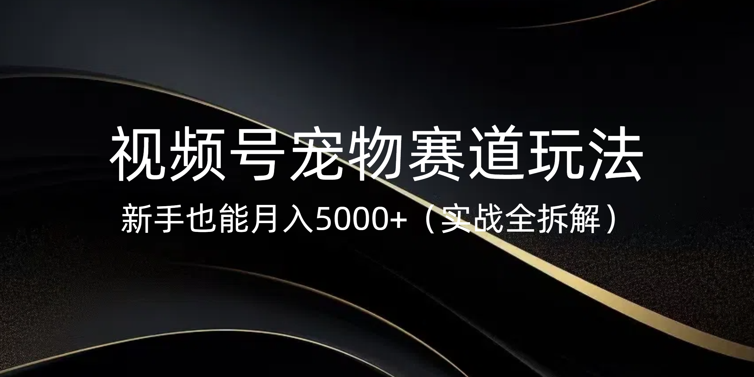 视频号宠物赛道玩法，新手也能月入5000+（实战全拆解）_网创掘金