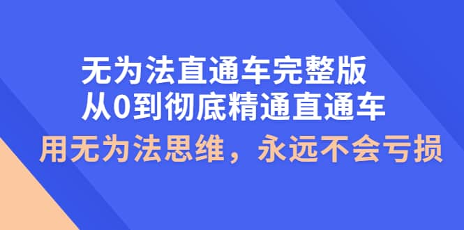 无为法直通车完整版：从0到彻底精通直通车，用无为法思维，永远不会亏损_网创掘金