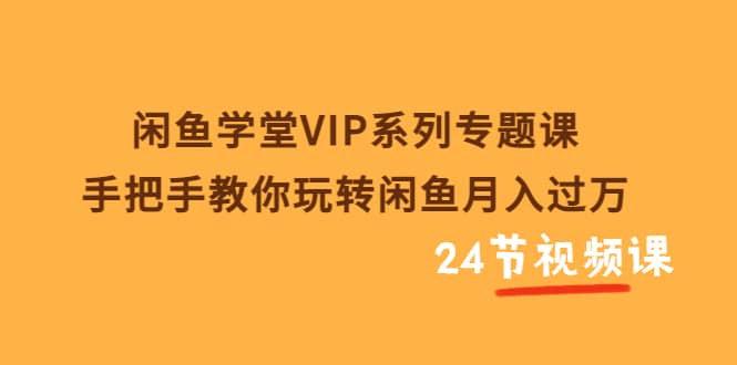 闲鱼学堂VIP系列专题课：手把手教你玩转闲鱼月入过万（共24节视频课）_网创掘金