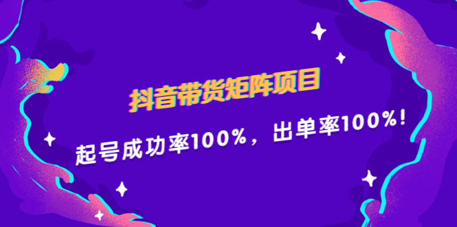 抖音带货矩阵项目，起号成功率100%，出单率100%！_网创掘金