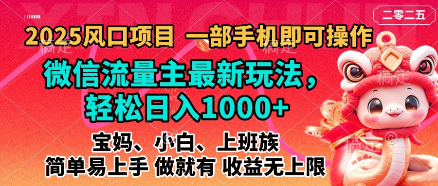 2025蓝海风口项目，微信流量主最新玩法，轻松日入1000+，简单易上手，做就有 收益无上限_网创掘金