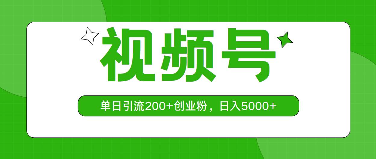 视频号，单日引流200+创业粉，日入5000+_网创掘金