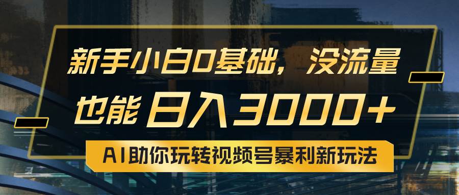 小白0基础，没流量也能日入3000+：AI助你玩转视频号暴利新玩法_网创掘金