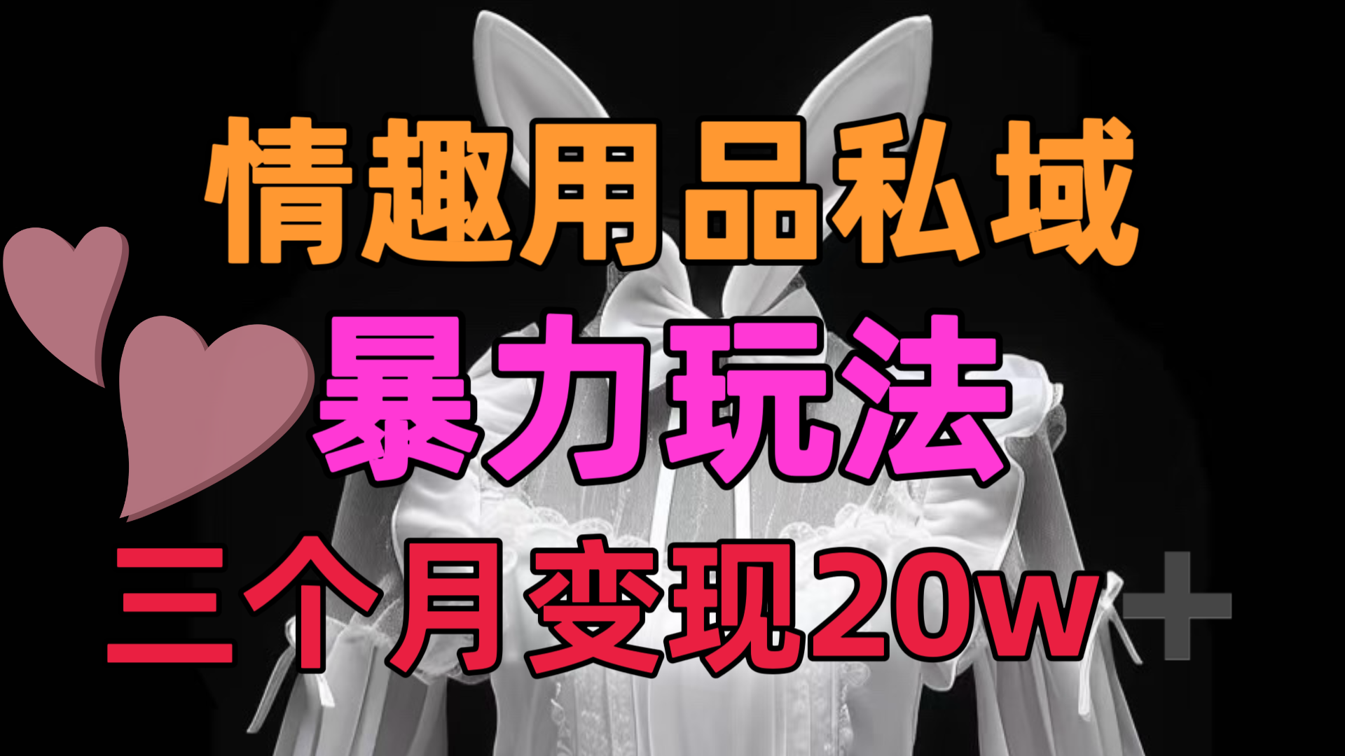 情趣用品私域，25年最新暴力玩法，三个月变现20w➕_网创掘金
