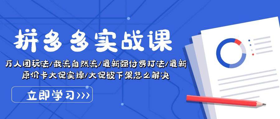 拼多多·实战课：万人团玩法/截流自然流/最新强付费打法/最新原价卡大促.._网创掘金